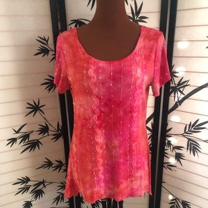 Shannon Ford New York Red Scoop Neck Boho Womens Top Size Petite Large